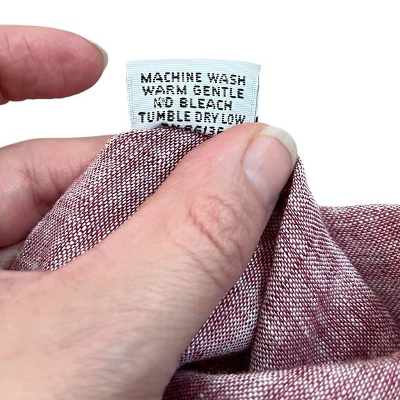 Bryn Walker Gianna Linen Top XL Red Lagenlook Relaxed Fit Balloon Sleeve Casual - Picture 9 of 12